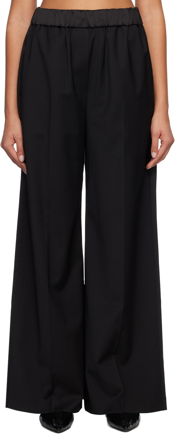 System Black Concealed Drawstring Trousers