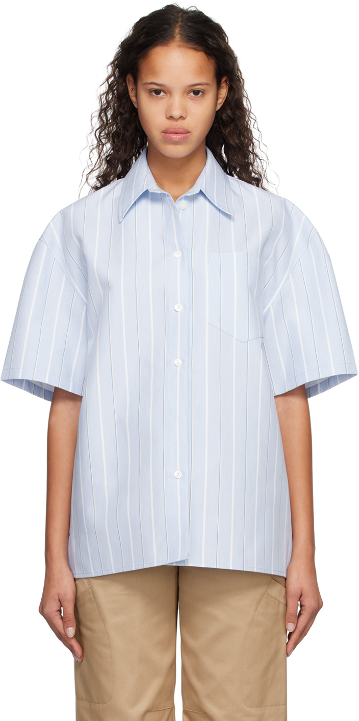 System Blue Striped Shirt In Light Blue