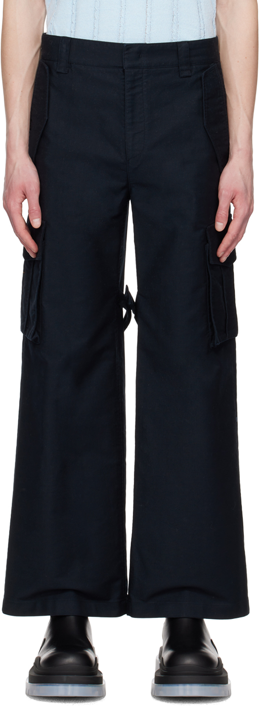 Navy Tab Cargo Pants by System on Sale