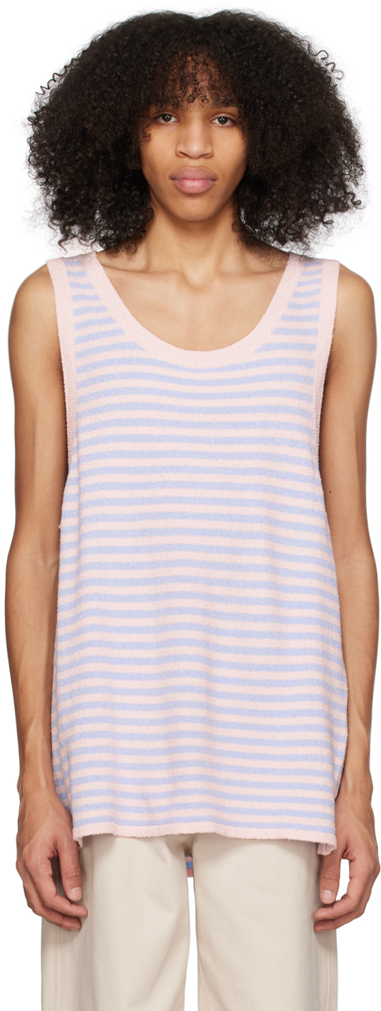 System Pink & Blue Striped Tank Top In Lp Light Pink