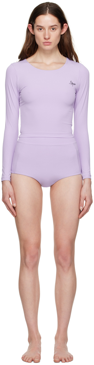 Abysse Poppler Ribbed Recycled Rash Guard In Purple