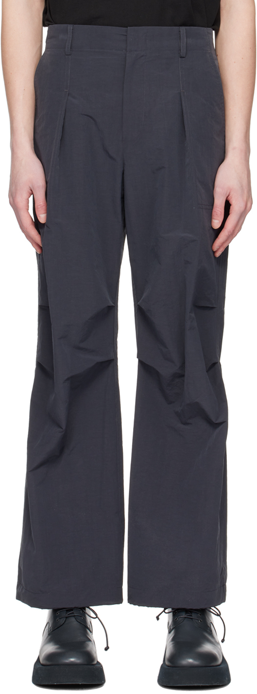 Le17septembre Navy Crinkled Trousers