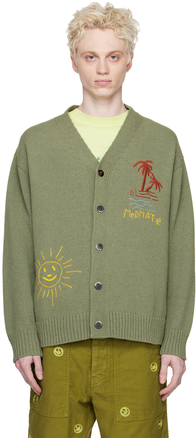 Green 'Meditate' Cardigan