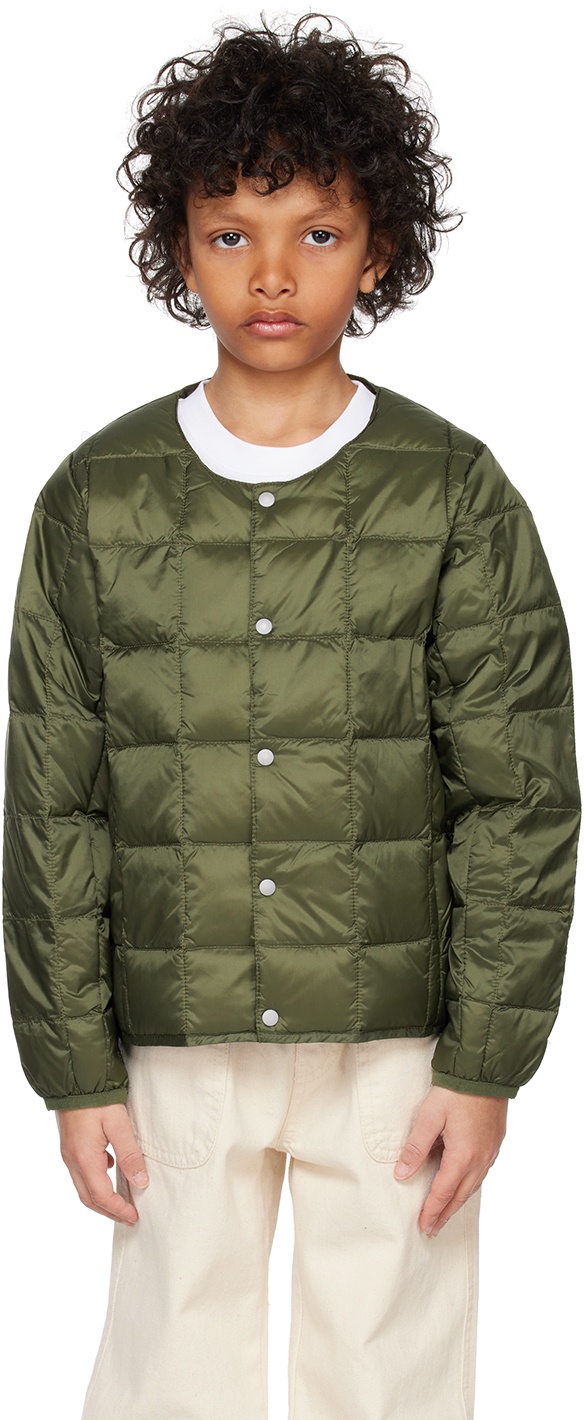 Taion Kids Khaki Quilted Down Jacket In D.olive