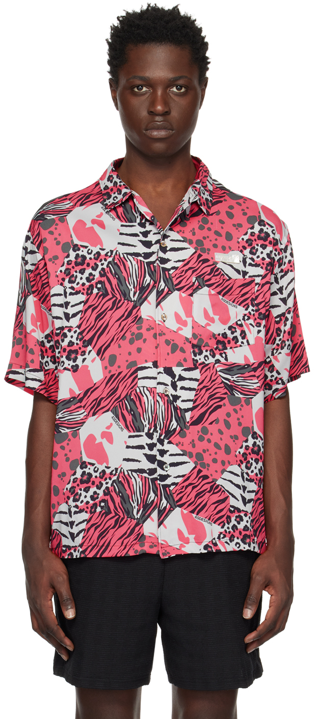 4sdesigns Animal-print Short-sleeve Shirt In Pink