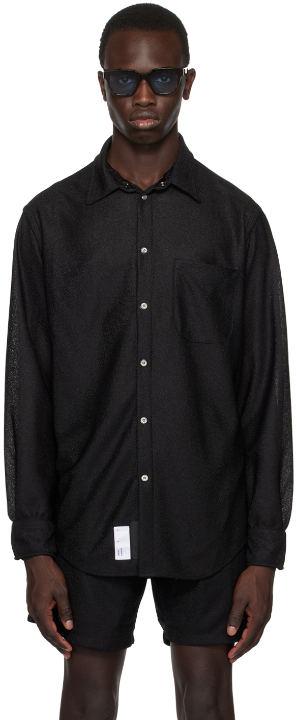 4sdesigns Black Pocket Shirt In 90 Black