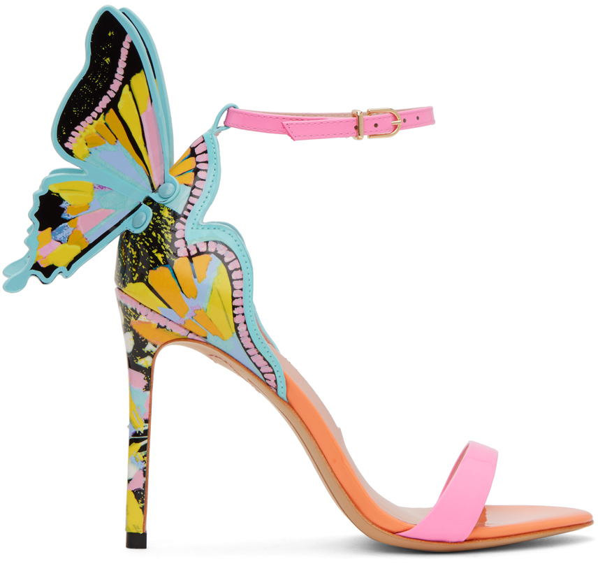 Sophia Webster Chiara Butterfly Patent Leather Stiletto Heels In Pink