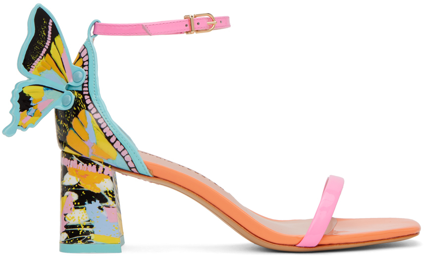 Sophia Webster Chiara Butterfly Patent Leather Block-heel Sandals In Summer Pop Art