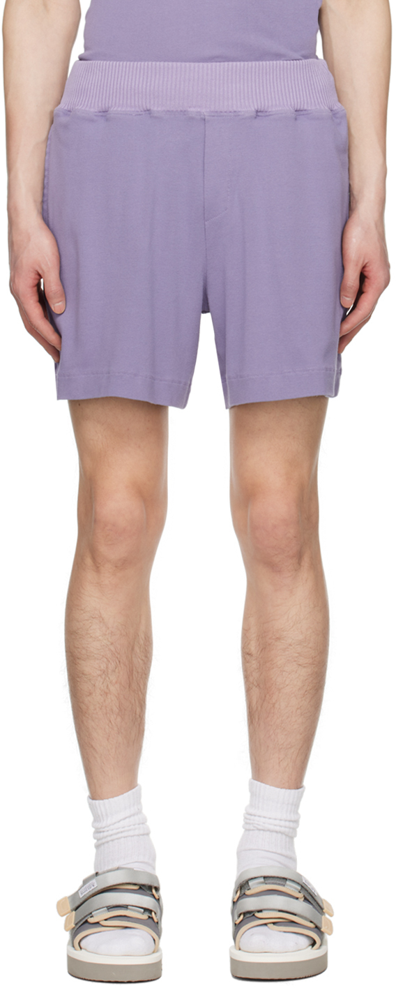 Purple Mock-Fly Shorts