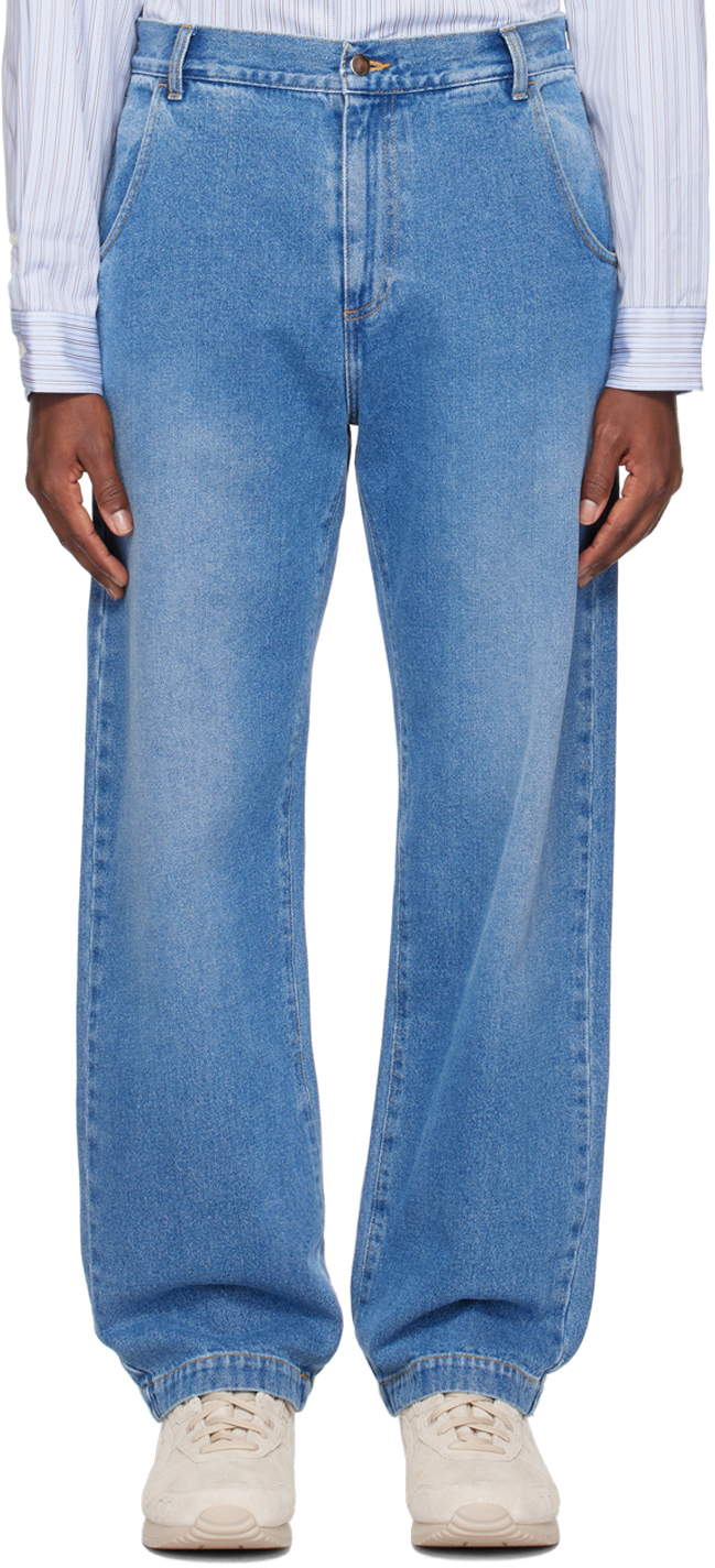 Mfpen Blue Regular Jeans In Light Blue Wash