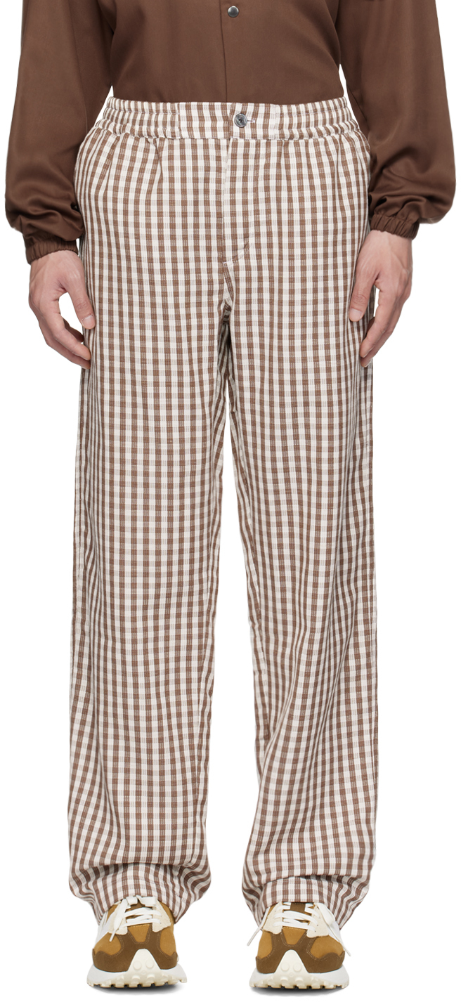 White & Brown Easy Trousers by mfpen on Sale