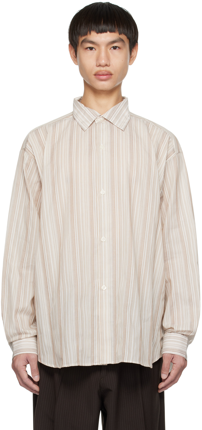 Mfpen Beige Generous Shirt In 70s Stripe