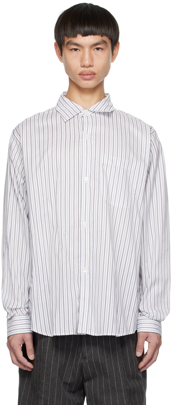 Mfpen White Distant Shirt In Corporate Stripe