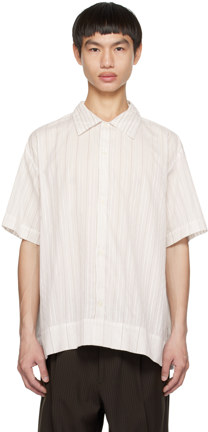 Mfpen Pinstriped Short-sleeve Shirt In Neutrals