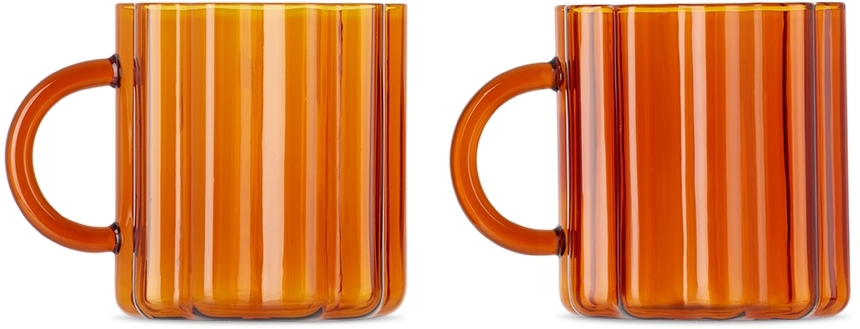 Fazeek Orange Wave Mug Set In Amber