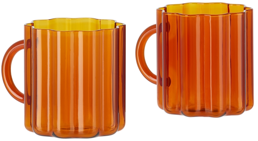Fazeek Orange Wave Mug Set In Amber