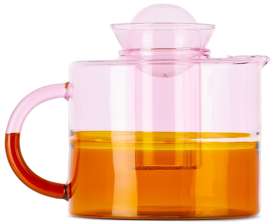 Shop Fazeek Pink & Orange Two Tone Teapot In Pink/amber