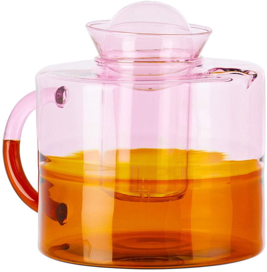 Fazeek Pink & Orange Two Tone Teapot In Pink/amber