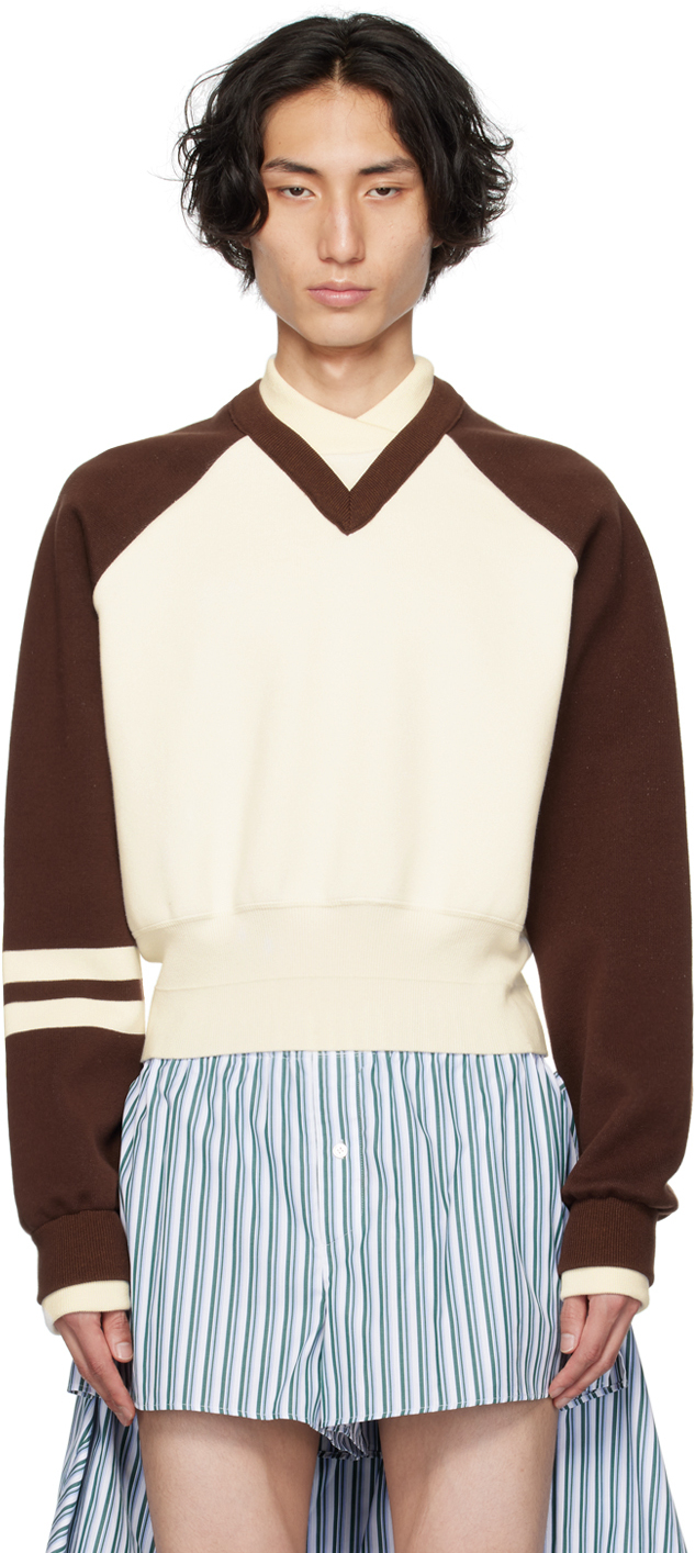 Brown & Off-White Layered Sweater