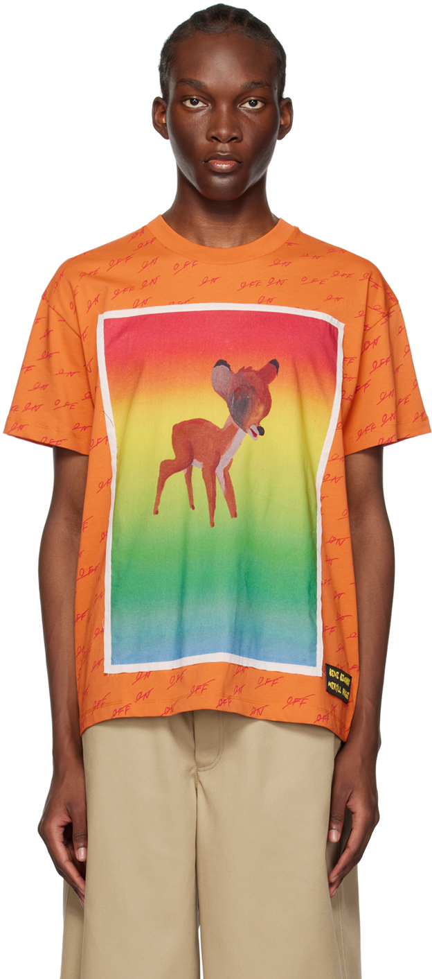 Meryll Rogge Orange Beni Bischof Edition Rainbow Deer T-Shirt