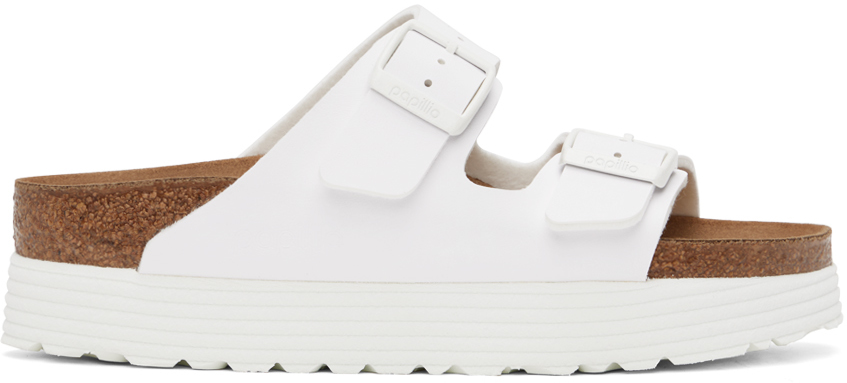 Shop Birkenstock White Papillio Arizona Platform Sandals