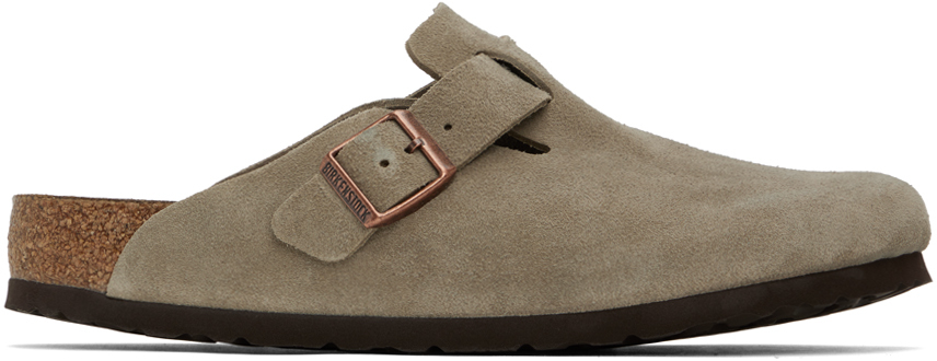 Birkenstock Taupe Boston Soft Footbed Clogs