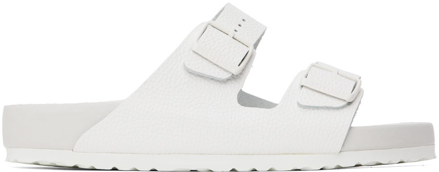 Shop Birkenstock White Regular Arizona Sandals In White Leather