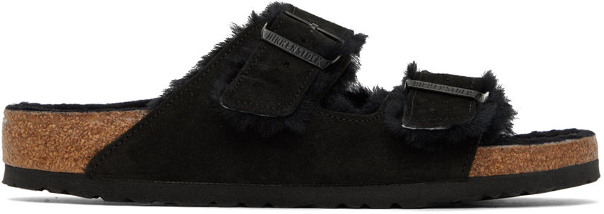 Black Regular Arizona Shearling Sandals