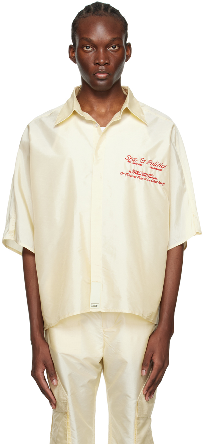 Mr. Saturday Off-white Embroidered Shirt In Ecru