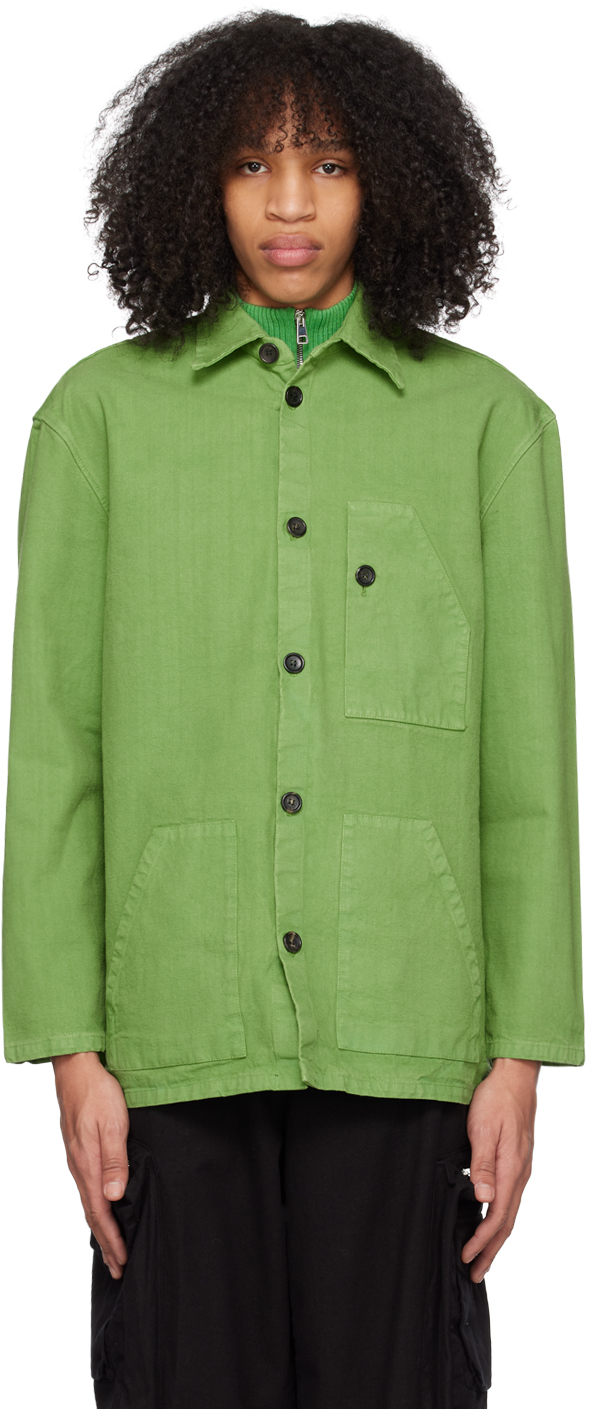 Green Spread Collar Jacket