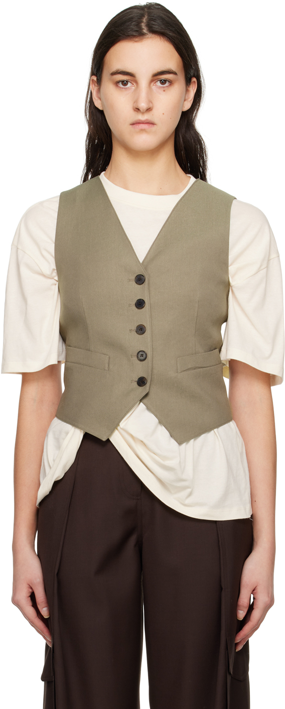 Drae Khaki Button Waistcoat