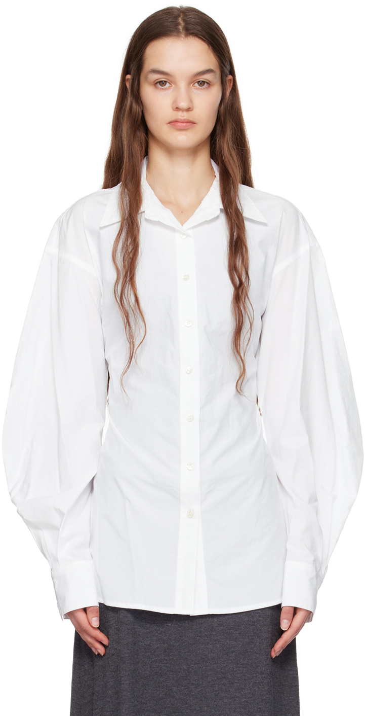 DRAE: White Pleated Hem Shirt | SSENSE