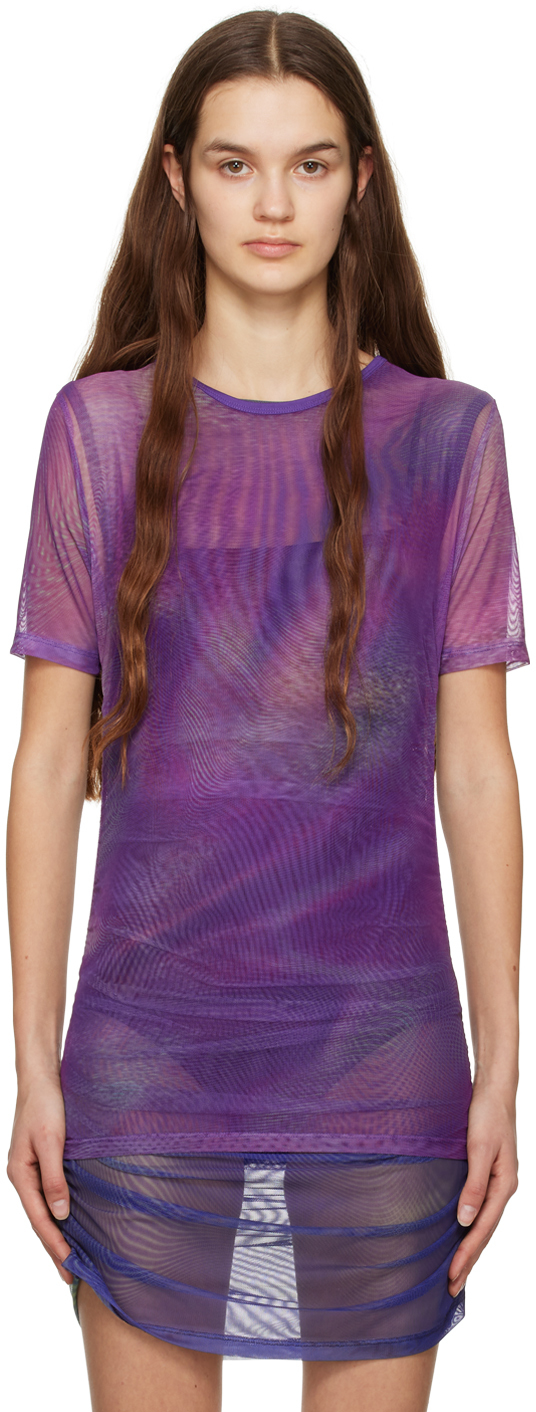 Drae Purple Glitch Print T-shirt