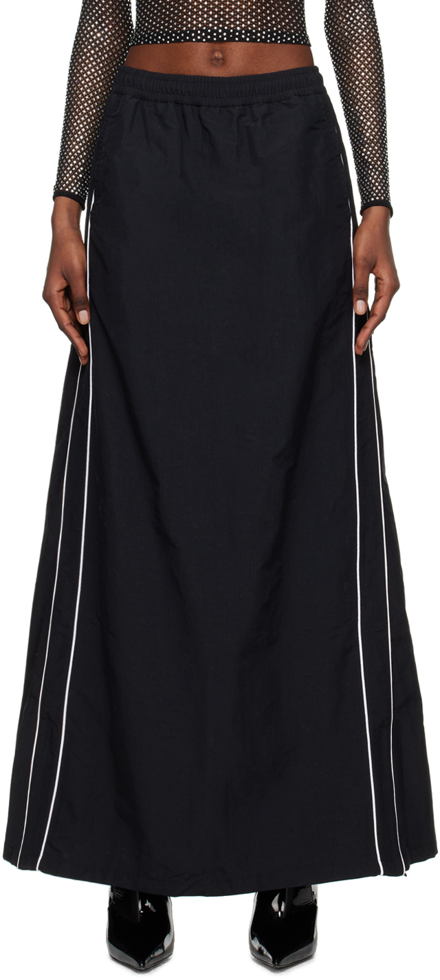 Abra Black Piping Maxi Skirt In 11 Black