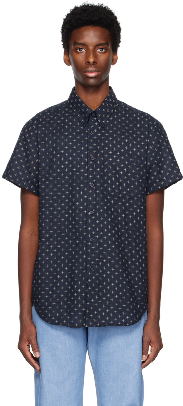 Naked And Famous Navy Printed Shirt