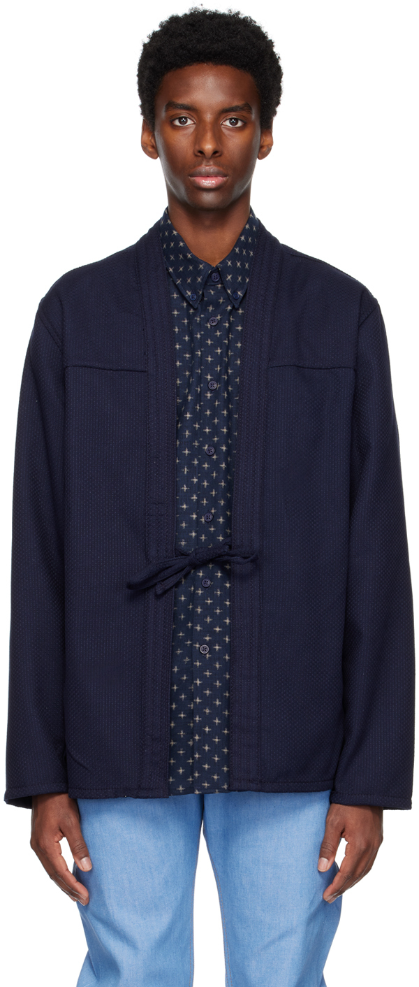 Naked And Famous Navy Self-tie Shirt In Indigo