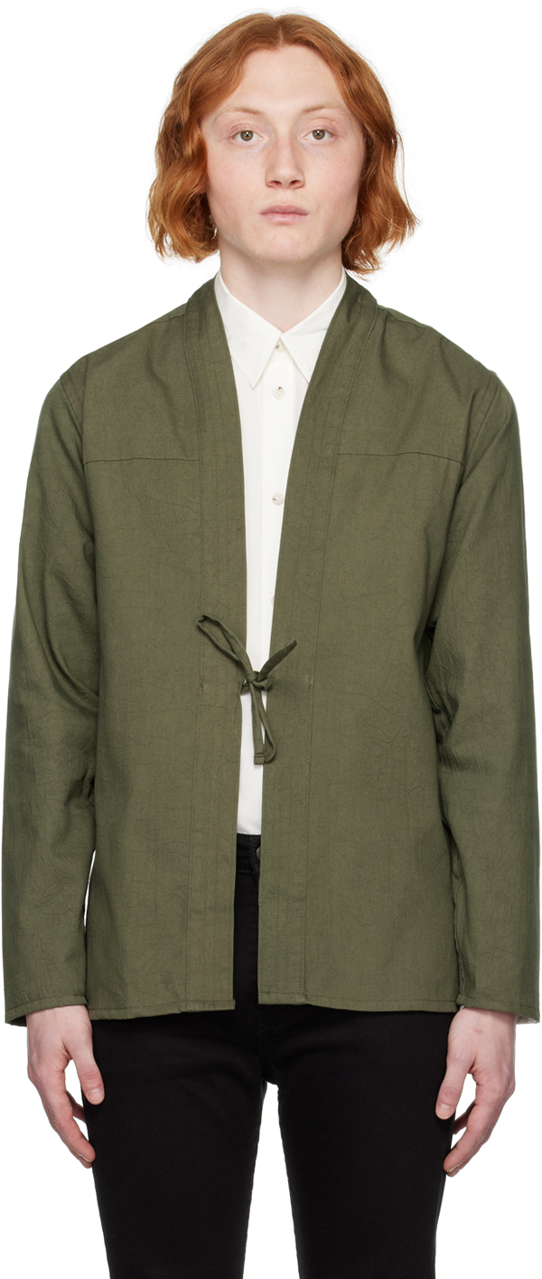 Naked And Famous Ssense Exclusive Green Kimono Shirt In Green Rinse
