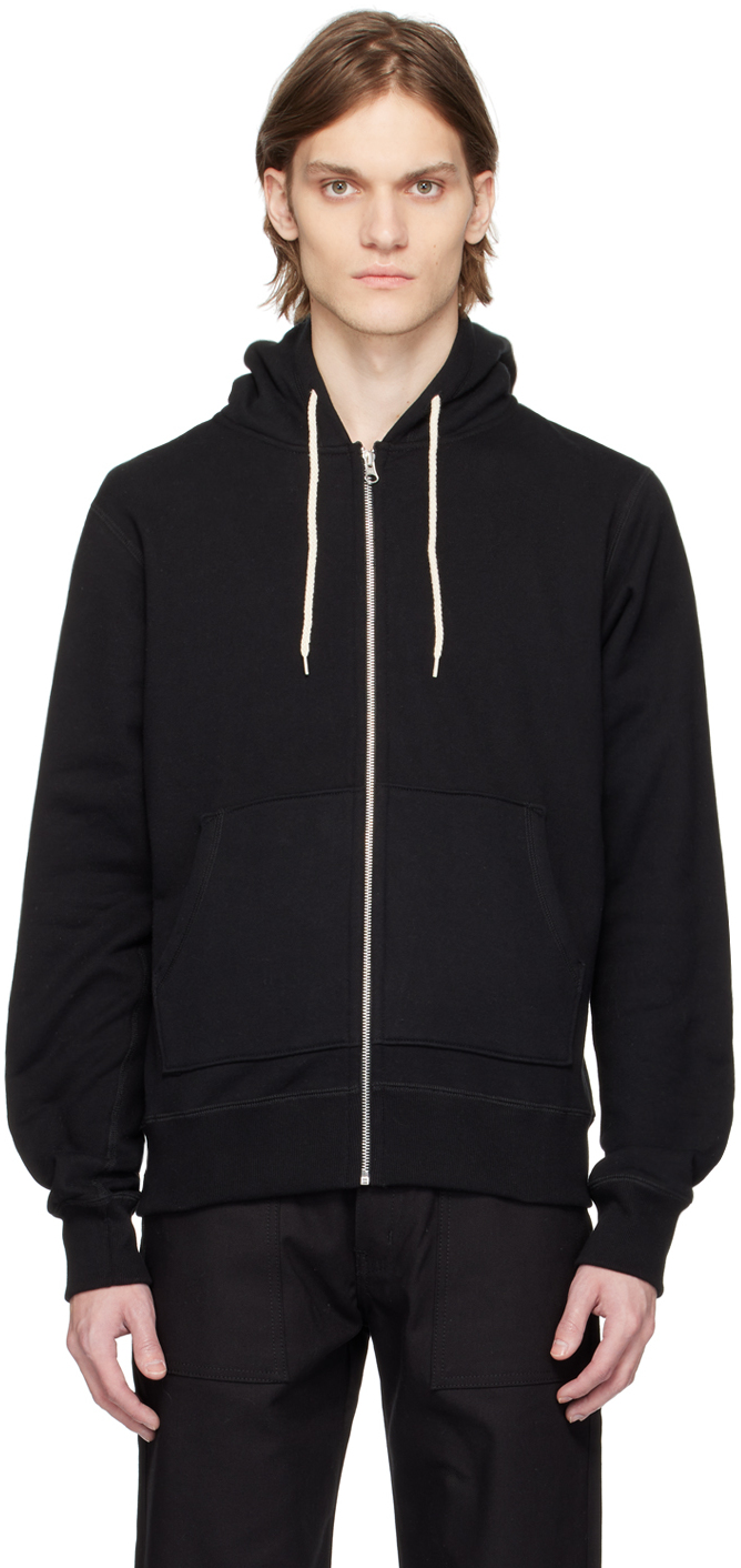 Naked And Famous Zip Hoodie In Black Heavyweight Terry