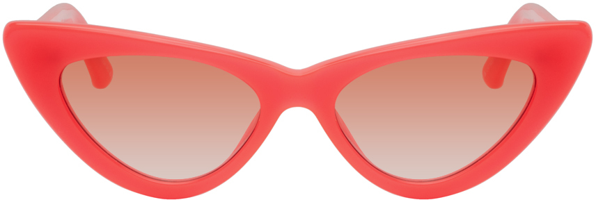 The Attico: Pink Linda Farrow Edition Dora Sunglasses | SSENSE Canada