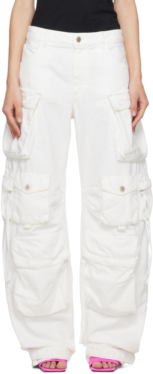 Attico Fern Cargo Pocket Jeans In White