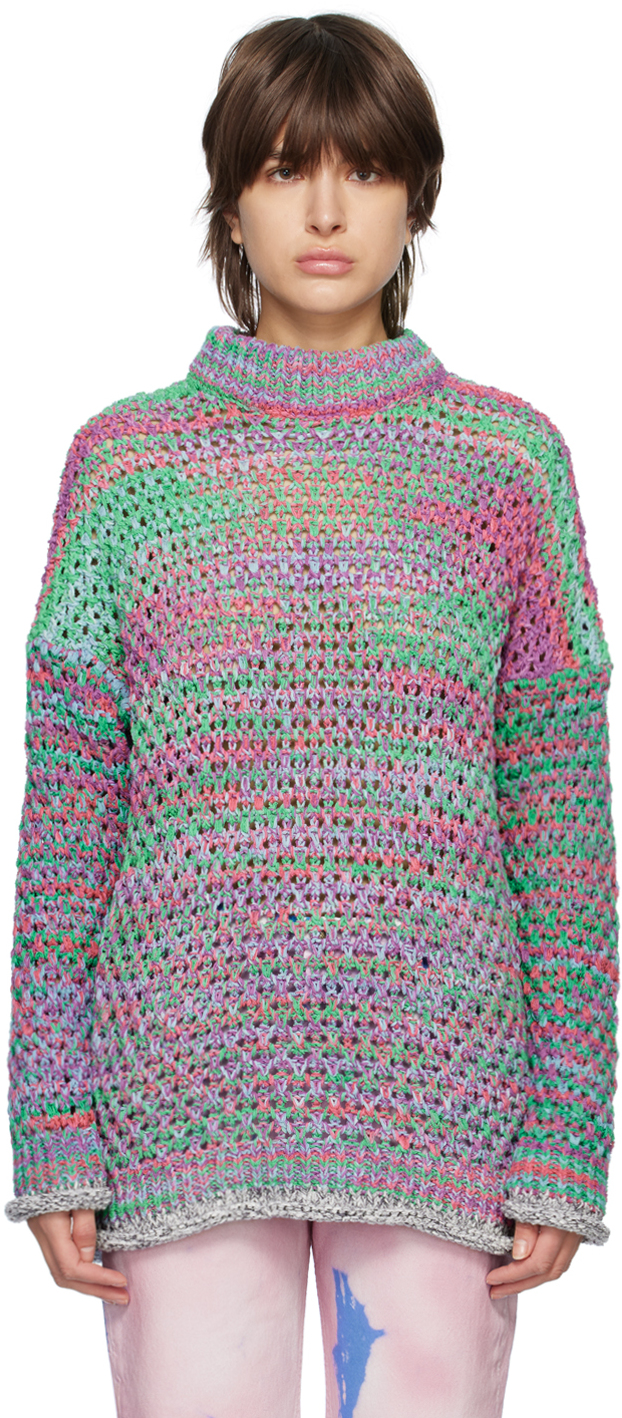 Shop Attico Multicolor Crewneck Sweater In 021 Multicolor