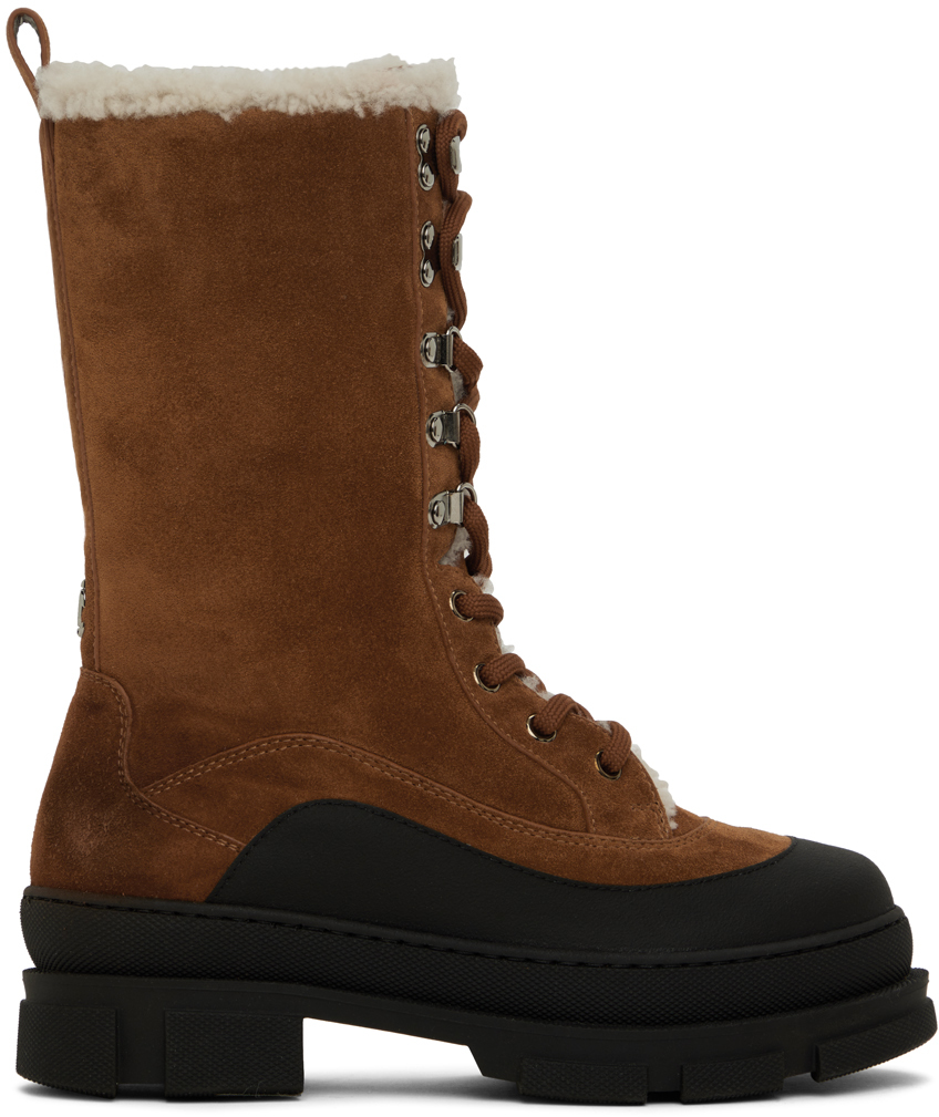 Jimmy Choo Aldea Leather Lace-up Boots In Tan/natural