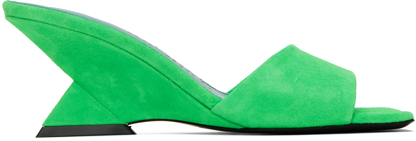 Shop Attico Green Cheope Mules In 163 Fluo Green