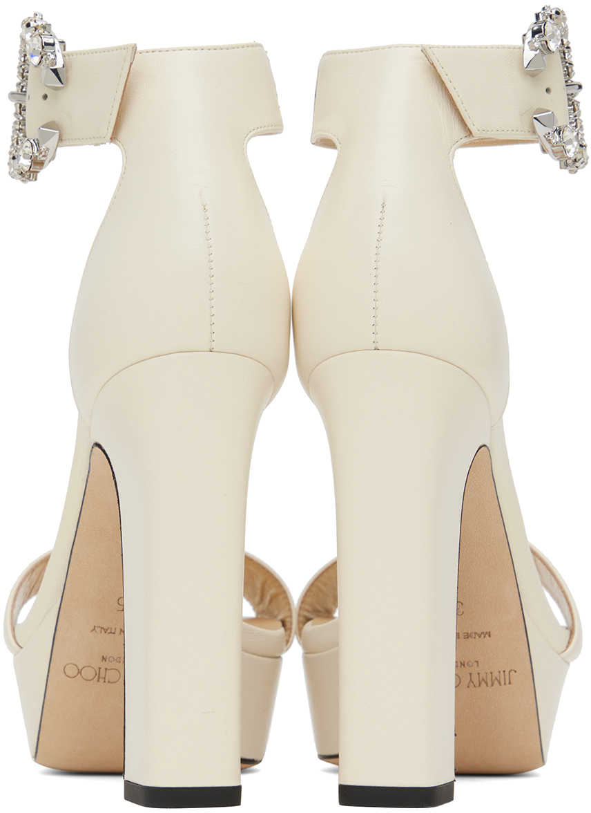 Shop Jimmy Choo Off-white Mionne 120 Sandals In Latte/crystal
