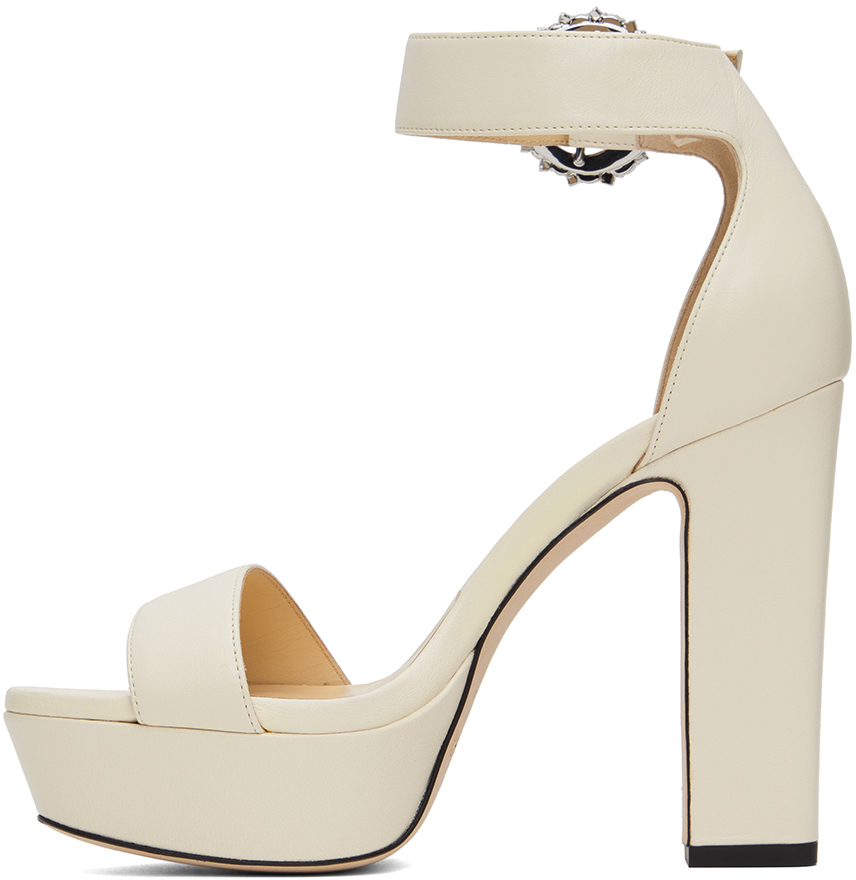 Shop Jimmy Choo Off-white Mionne 120 Sandals In Latte/crystal