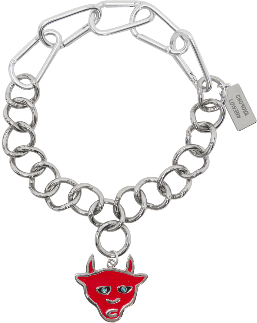 Chopova Lowena: Silver Devil Big Curb Necklace | SSENSE Canada