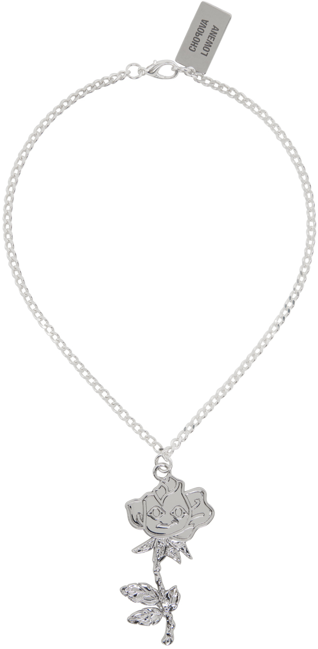 Chopova Lowena Silver Rose Small Chain Necklace