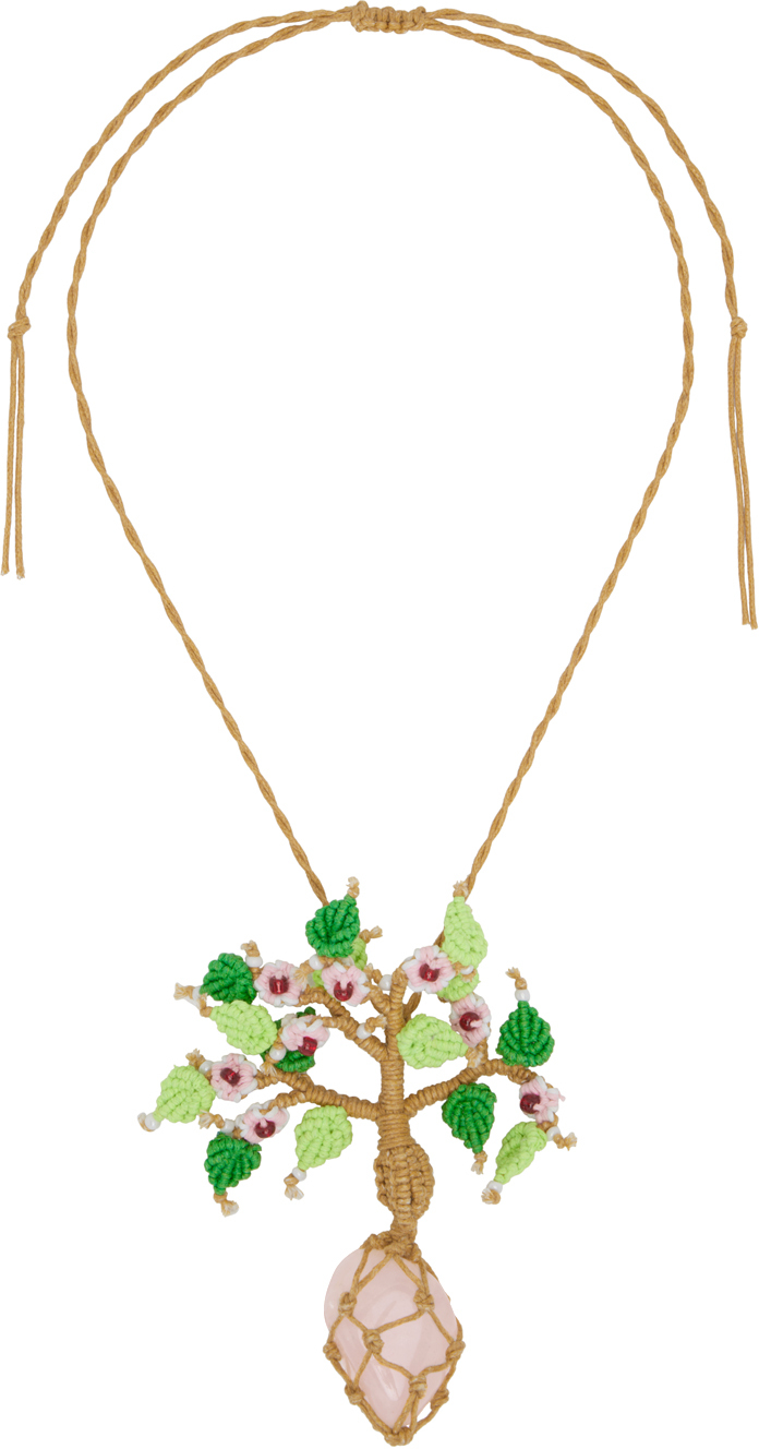 Chopova Lowena Ssense Exclusive Beige & Green Rose Necklace In Green Multi