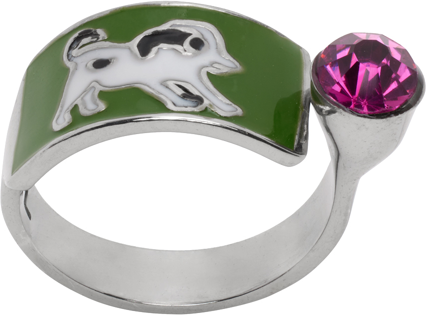 Chopova Lowena Green & Silver Happy Girl Ring In Green And Gold