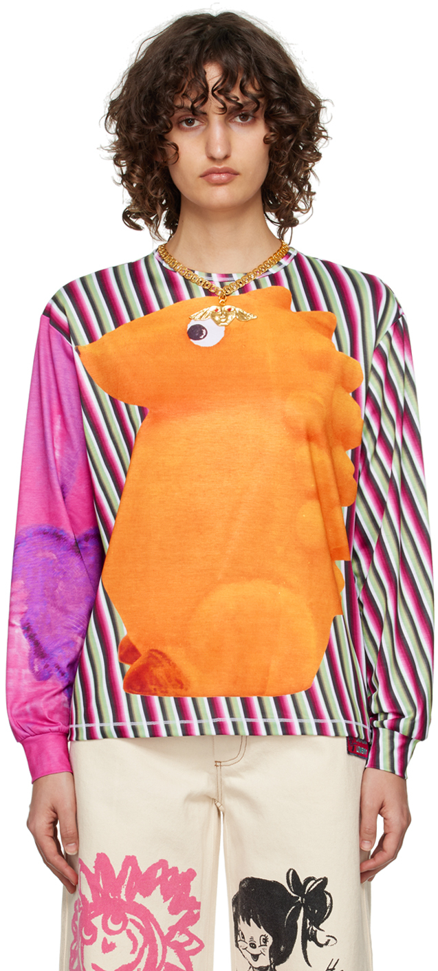 Multicolor Hedgehog Oversized Long Sleeve T-Shirt